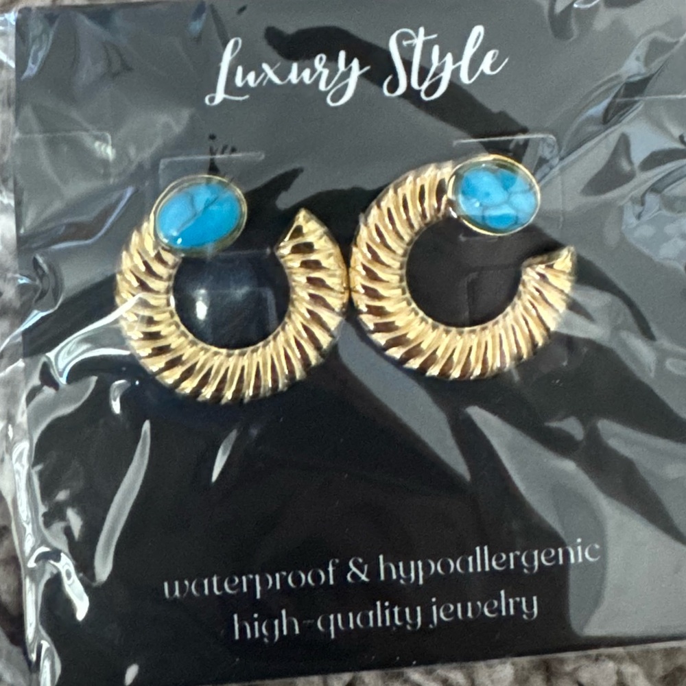 Gold and Blue Earrings
